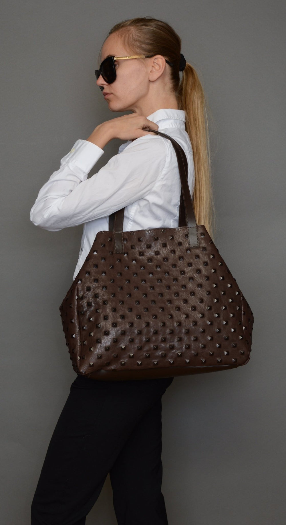 AMBER Black Studded - Carla Mancini Handbags