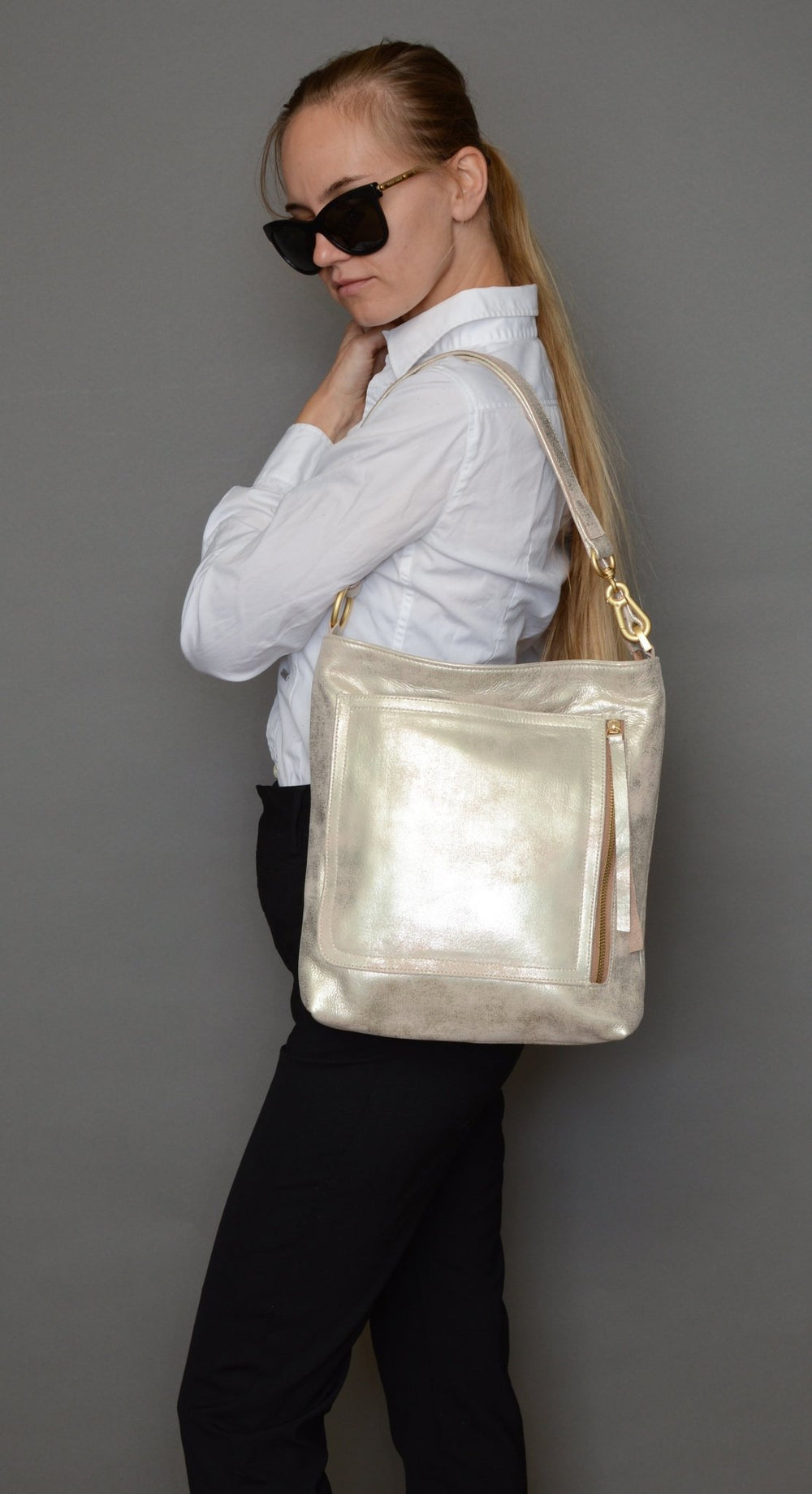 RILEY Navy Studded - Carla Mancini Handbags